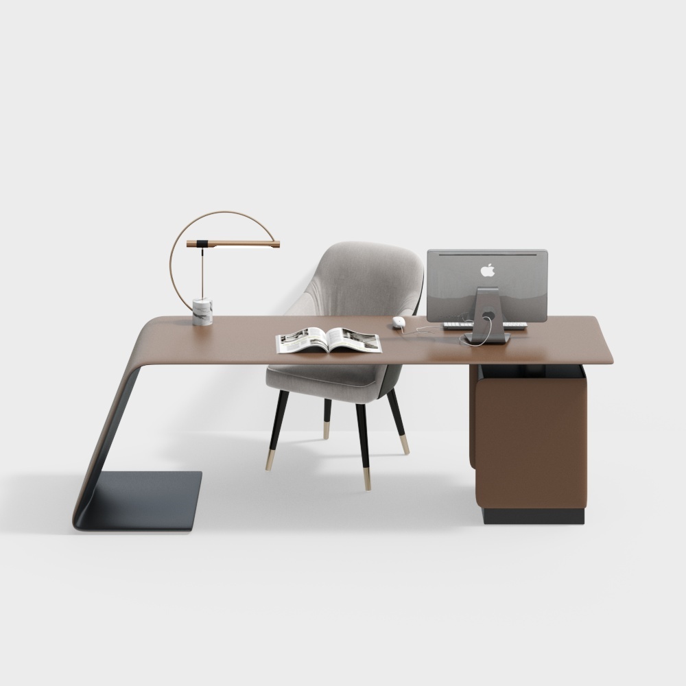 Urban Workspace 3D Model – Low-Poly Office Setup