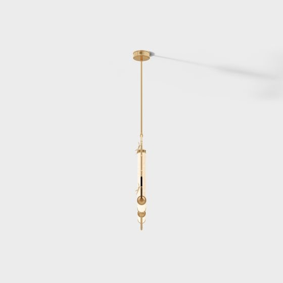 Elegant Gold Metallic Chandelier 3D model