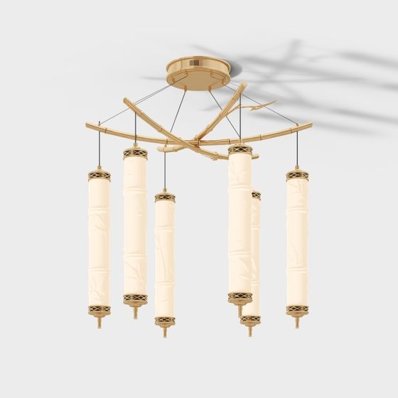 Elegant Oriental Style Pendant Light 3D model