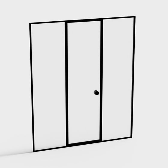 Minimalist Glass Sliding Door 3D model