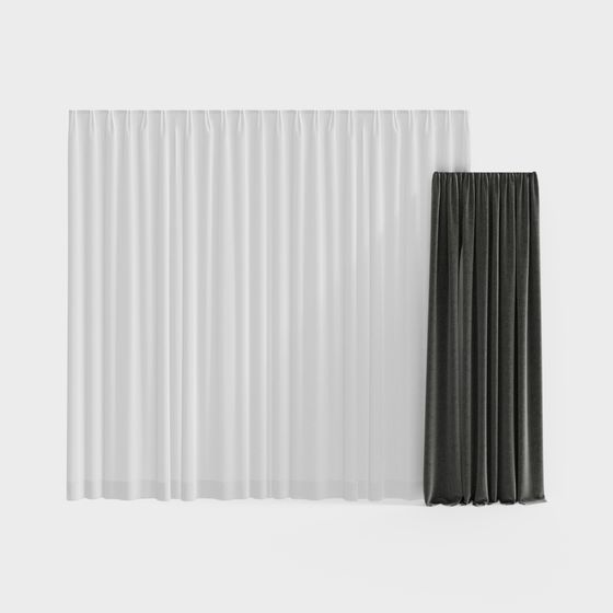 Elegant Curtain Set 3D model for Contemporary Spaces