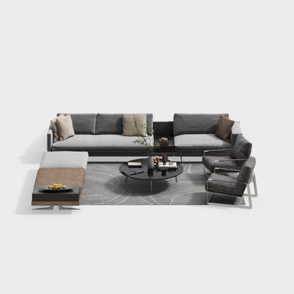 Italian Poliform Modern Sofa And Coffee Table Combination