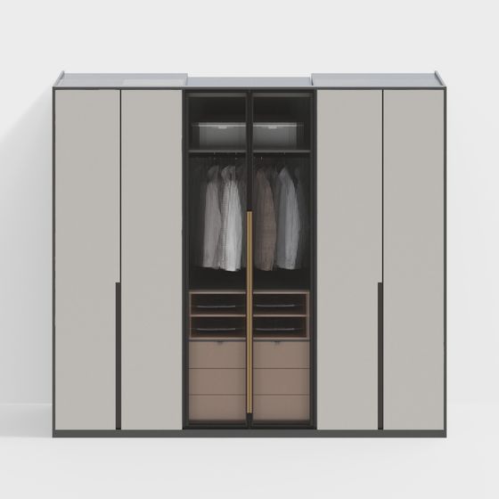 Sophisticated Minimalist Wardrobe 3D model for Homes