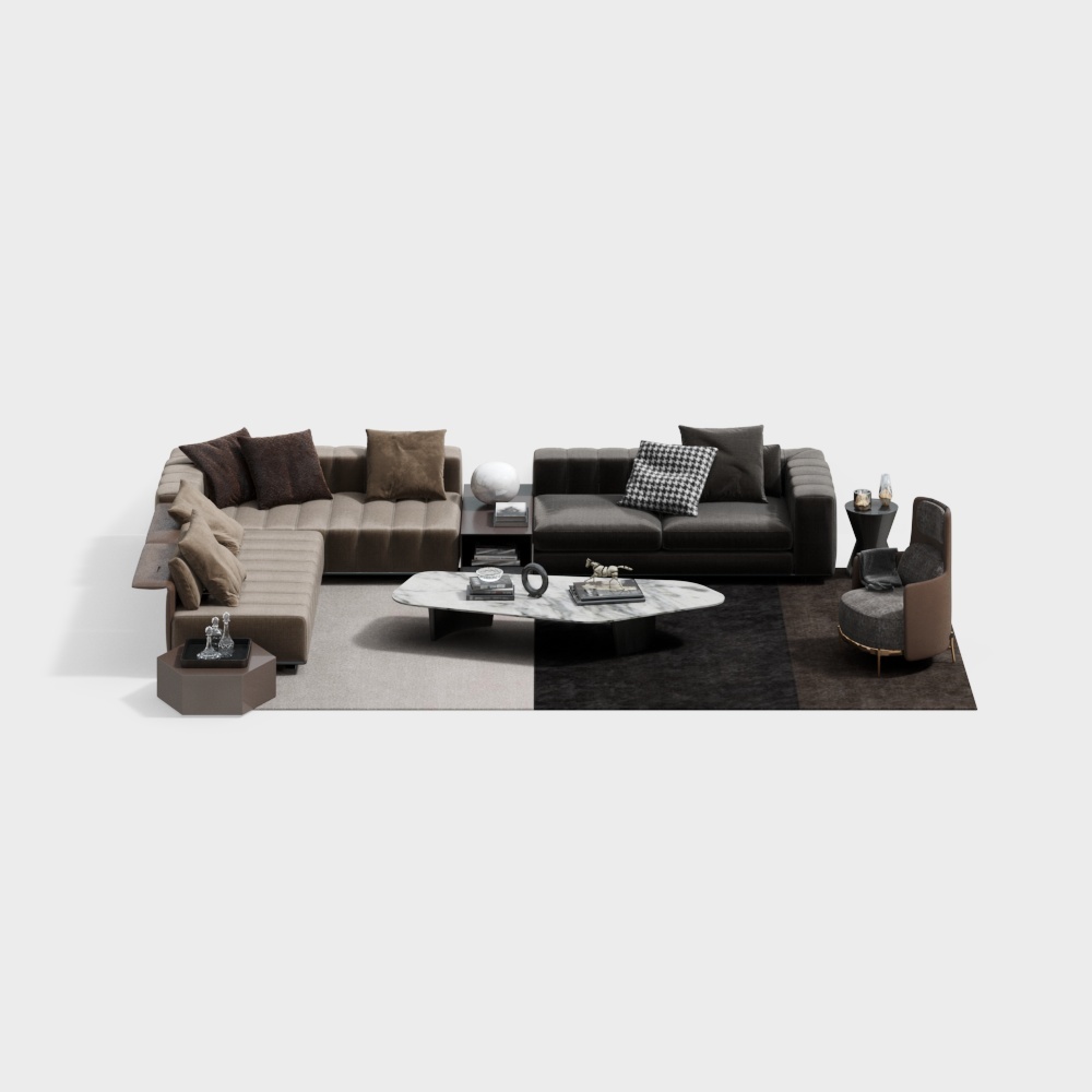 Minotti modern sofa coffee table combination
