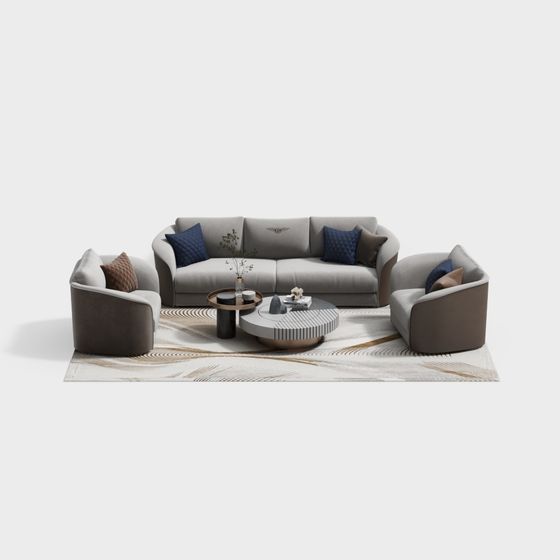 Low-Poly Modern Sofa Set 3D model