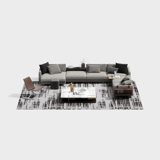 Stylish Low Poly Sofa 3D model for Modern Interiors