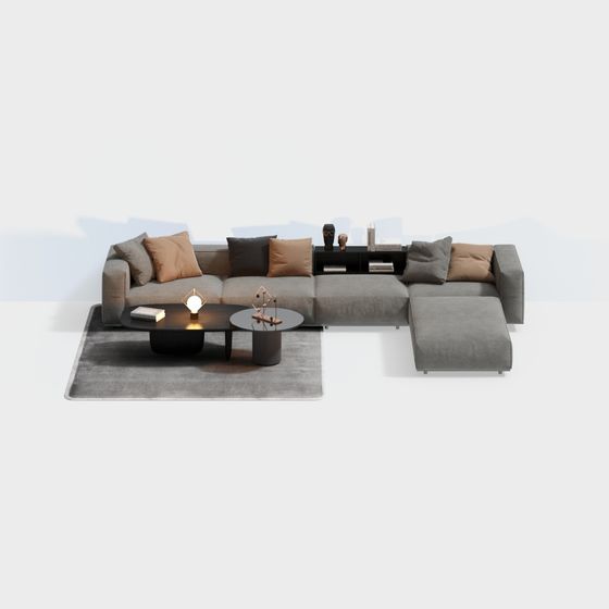 Stylish Low-Poly Sofa 3D model for Modern Interiors