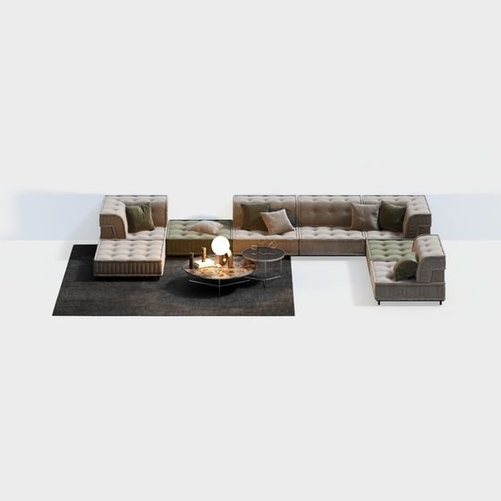 Elegant Low Poly Sofa Set 3D model