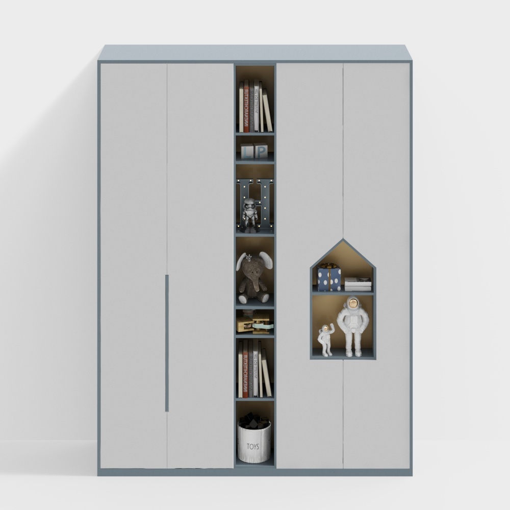 In the middle of a modern children's wardrobe