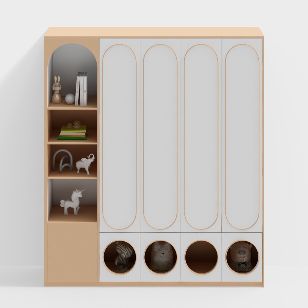 Modern children's wardrobe orange and white