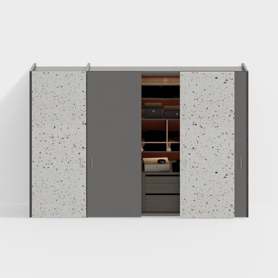 Stylish Concrete Storage Cabinet 3D model