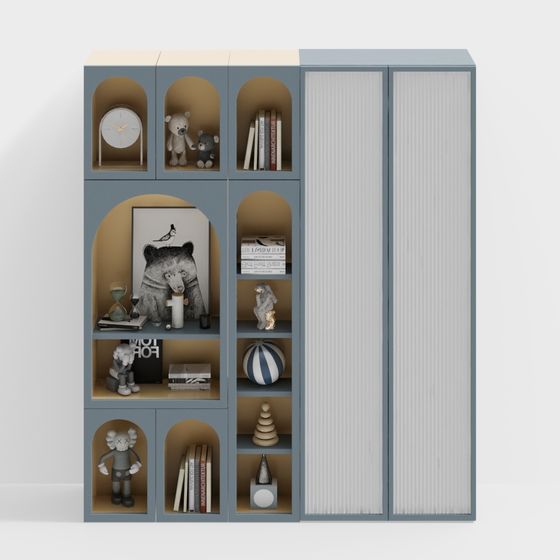 Chic Low-Poly Bookshelf 3D model for Modern Interiors