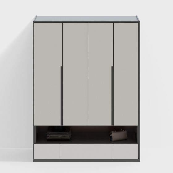 Contemporary Wardrobe 3D model for Stylish Interiors