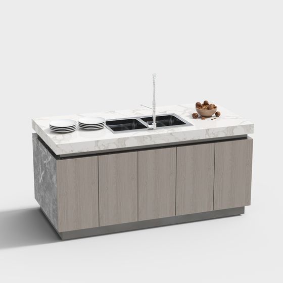 Contemporary Kitchen Island 3D model