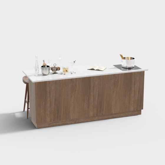 Sleek Minimalist Bar Counter 3D model