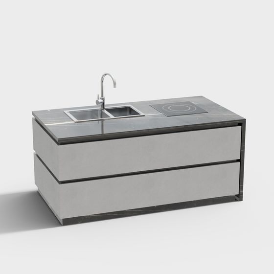 Sleek Modern Kitchen Countertop 3D model