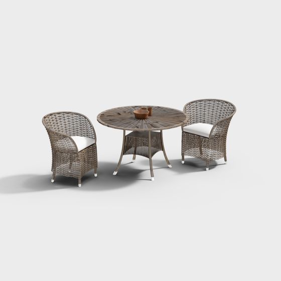 Stylish Outdoor Table and Chair Set 3D model