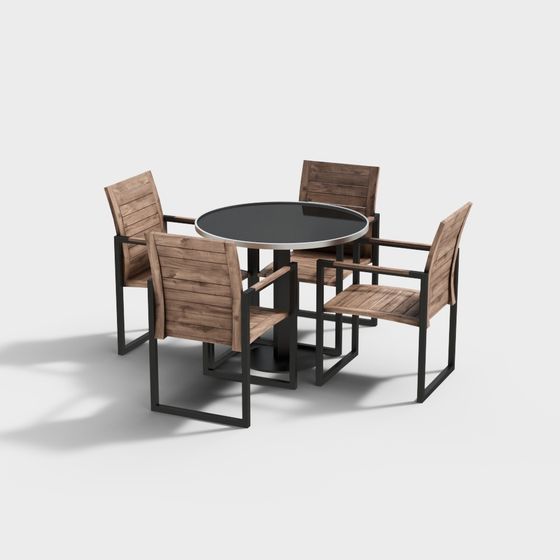 Stylish Outdoor Dining Table and Chairs 3D model