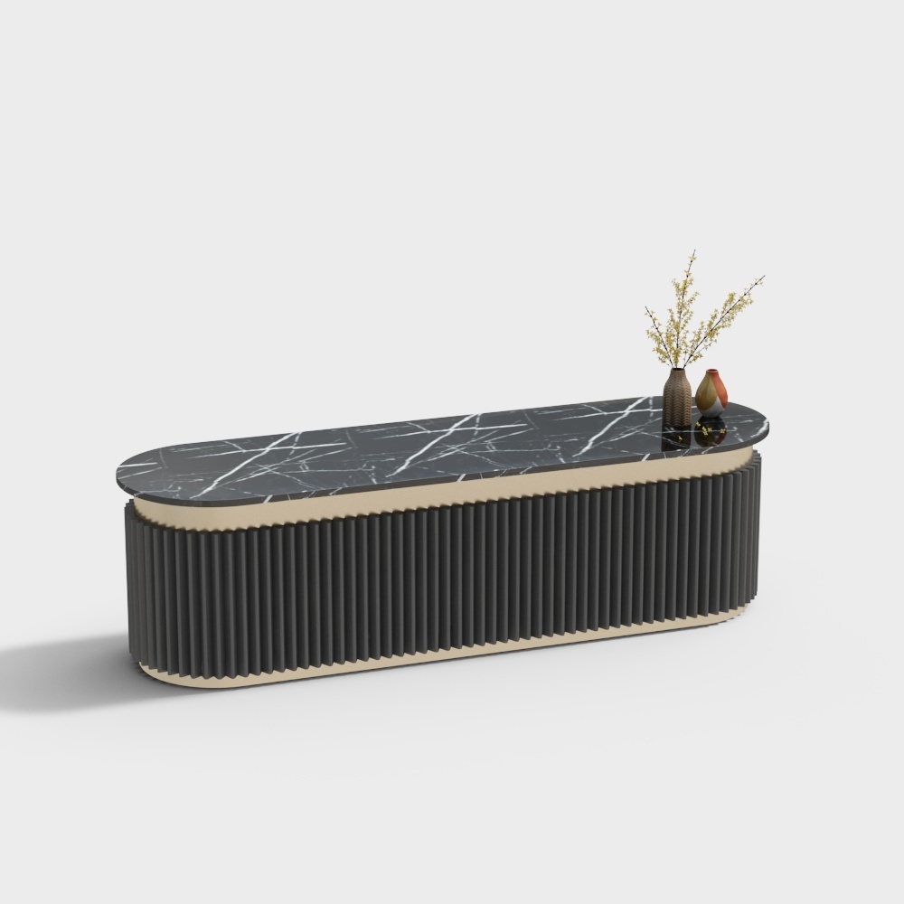 Sleek Marble Coffee Table 3D Model – Low-Poly Black Marble