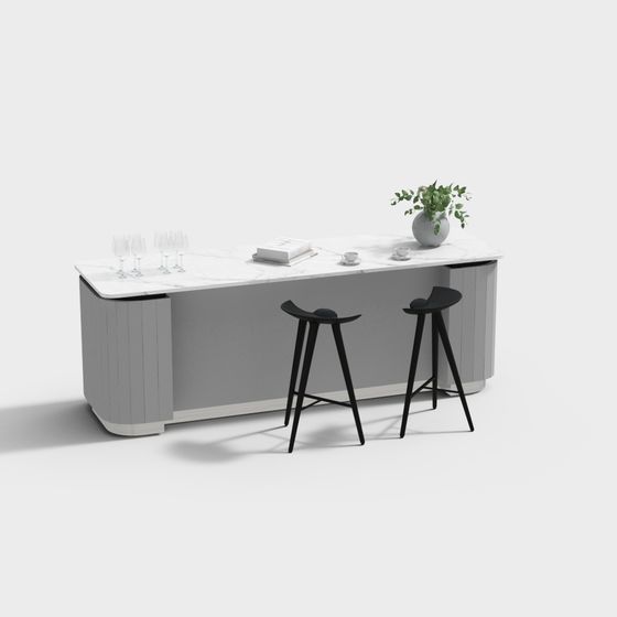 Elegant Minimalist Bar Counter 3D model