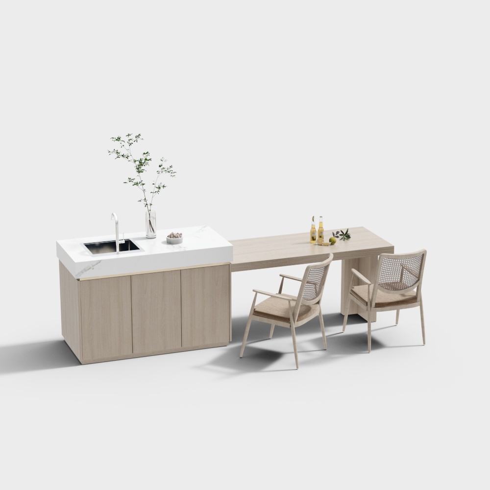 Urban Small Kitchen 3D Model – Low-Poly Modern Design