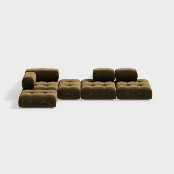 Stylish Low-Polygon 3D Sofa Model for Modern Interiors
