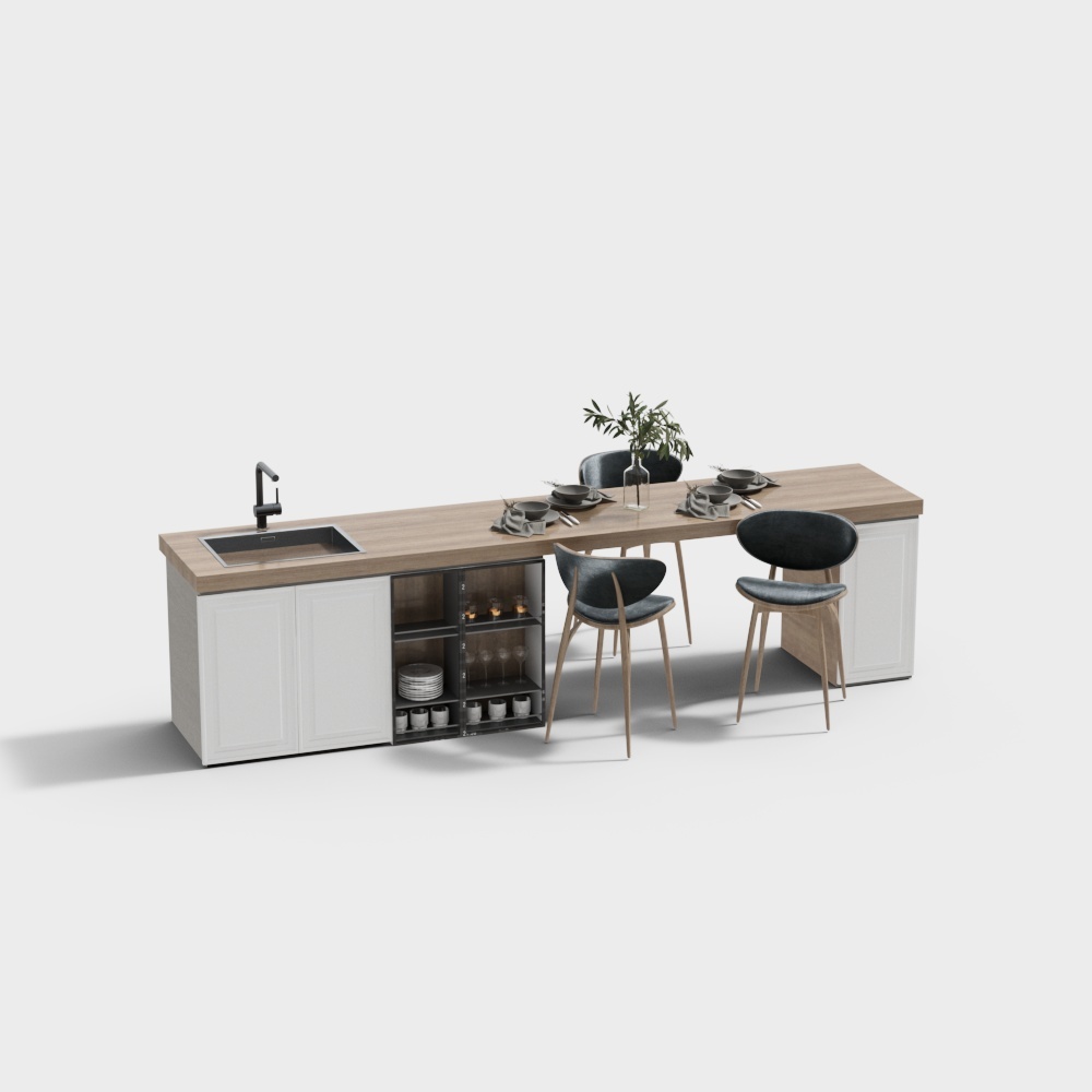 Urban Kitchen 3D Model – Modern Minimalist Design