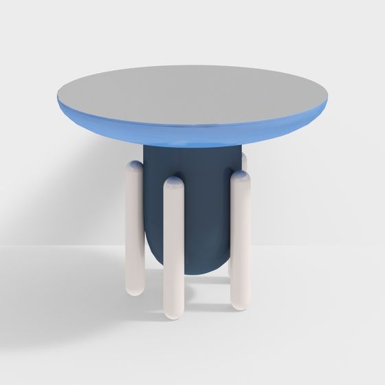 Low-Poly Blue Round Table 3D model