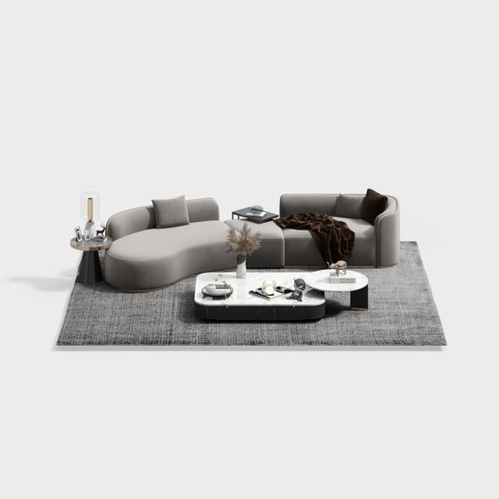 Sleek Curved Living Room Sofa 3D model