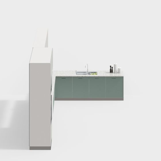 Modern Minimalist Kitchen Island 3D model