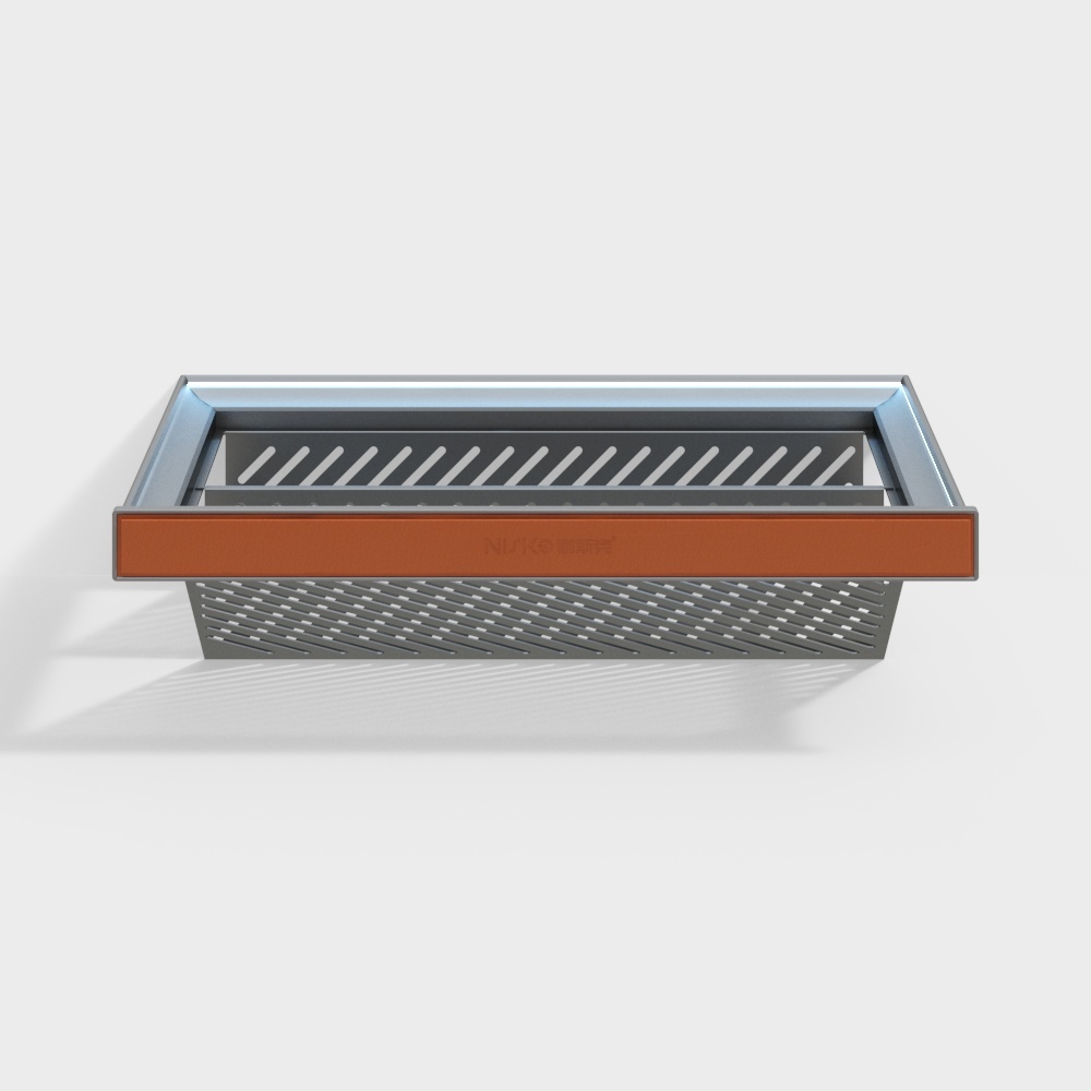 Nesco light leather panel three-sided light source shoe rack (Hermès orange leather ice blue light)