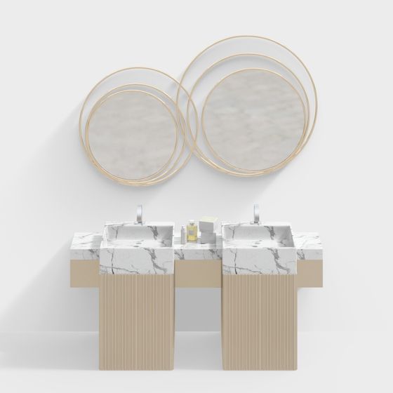 Minimalist Double Sink Bathroom Vanity 3D model