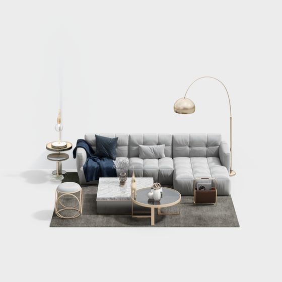 Stylish Urban Living Room 3D model for Creative Projects