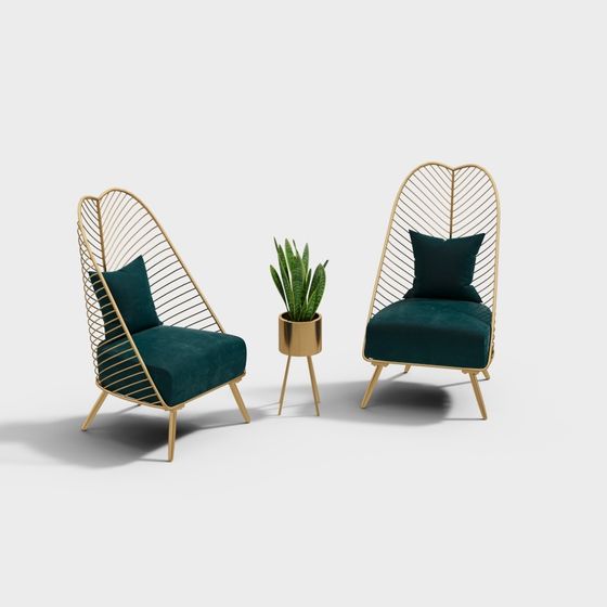 Stylish Curved 3D Chair Model for Contemporary Spaces