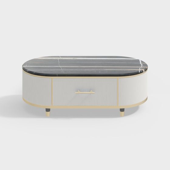 Elegant Oval Marble Coffee Table 3D model