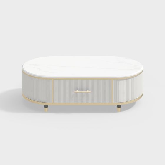 Elegant Oval Marble Coffee Table 3D model