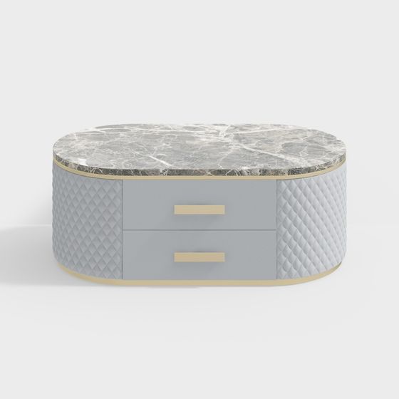 Elegant Oval Marble Coffee Table 3D model