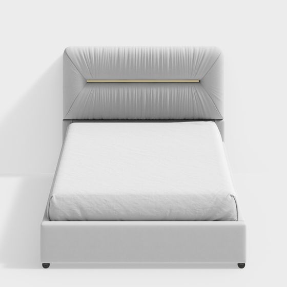 Elegant Gray Bed Frame 3D model for Modern Design