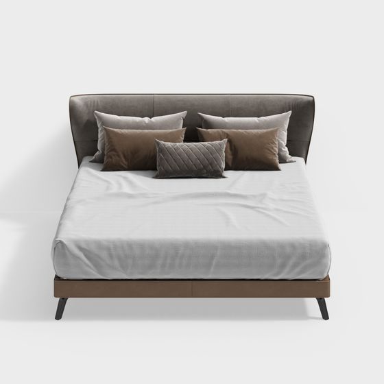 Stylish Low-Polygon Bed 3D model for Contemporary Spaces