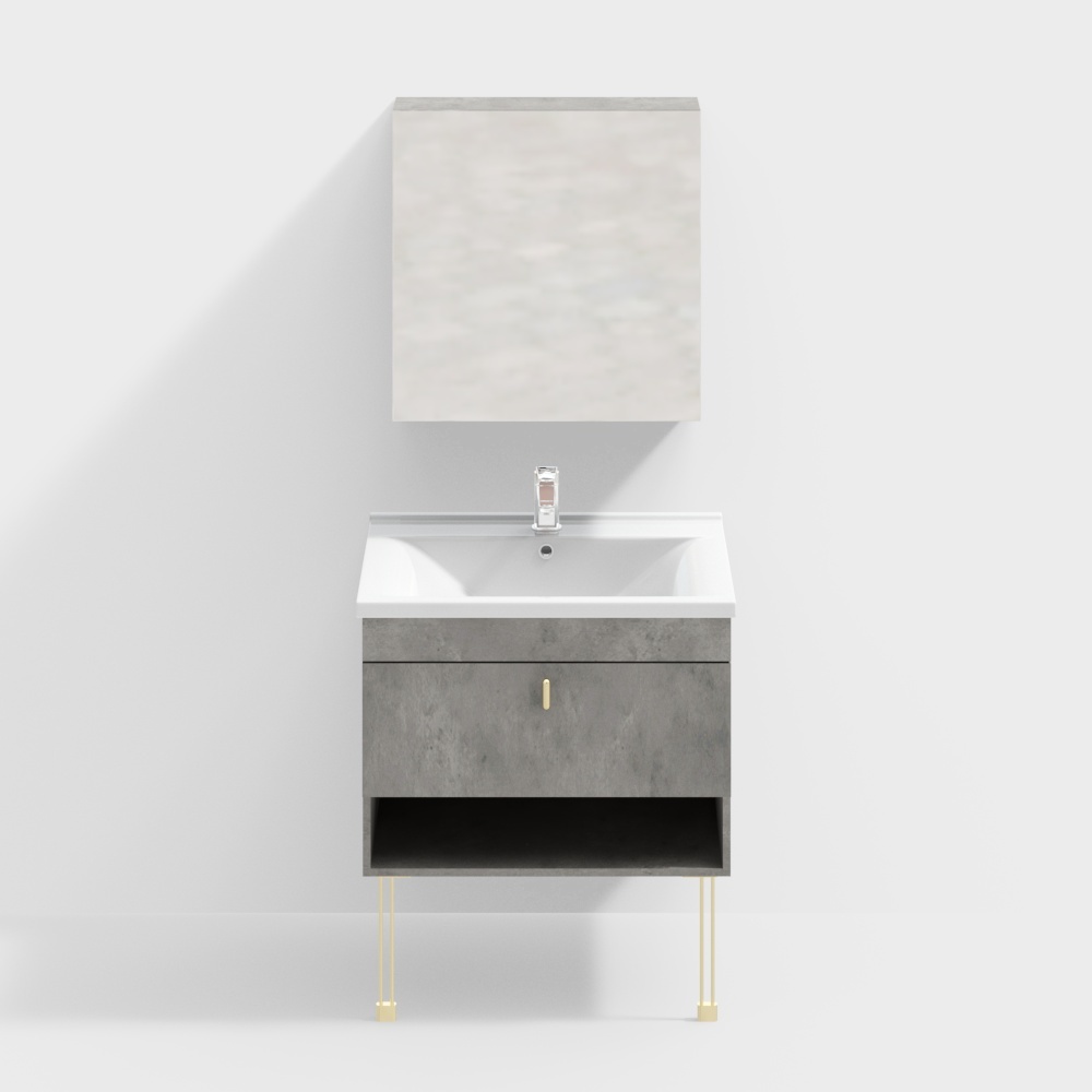 Meuble de salle de bain Ausman en panneau de bois massif écologique