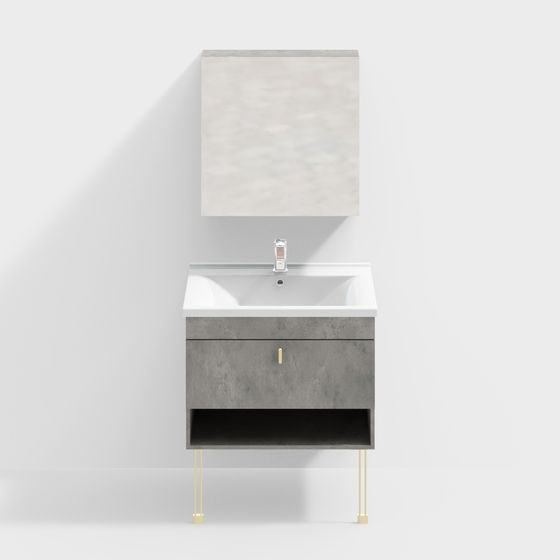 Meuble de salle de bain Ausman en panneau de bois massif écologique