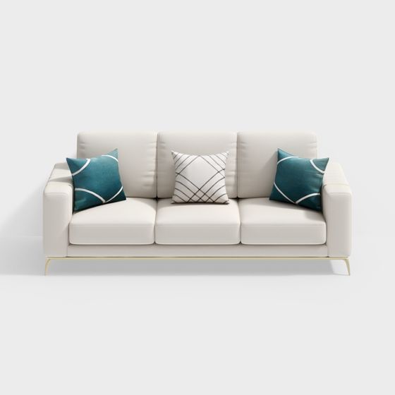 Sofá de tres plazas de cuero y metal - BSGSP53 - House of Light