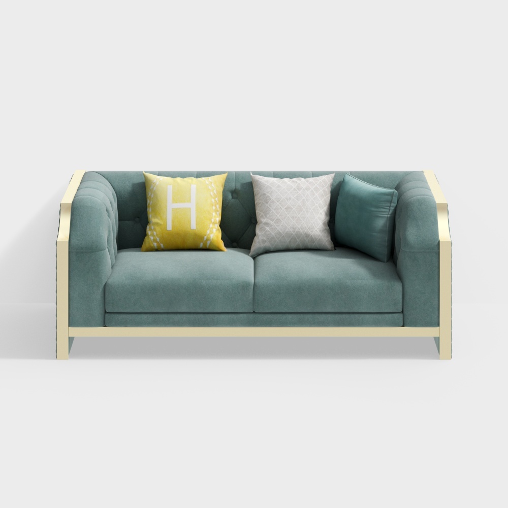 Velvet metal three-person sofa - BSGS-RM - House of Light