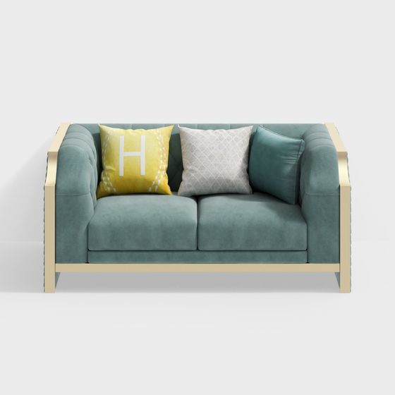 Elegant Low-Polygon Sofa 3D Model