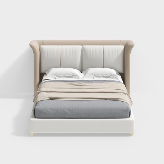 Elegant Low-Poly Bed 3D Model for Modern Interiors