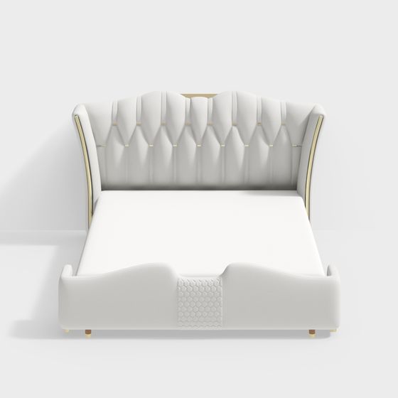 Chic Tufted Bed 3D model for Modern Interiors