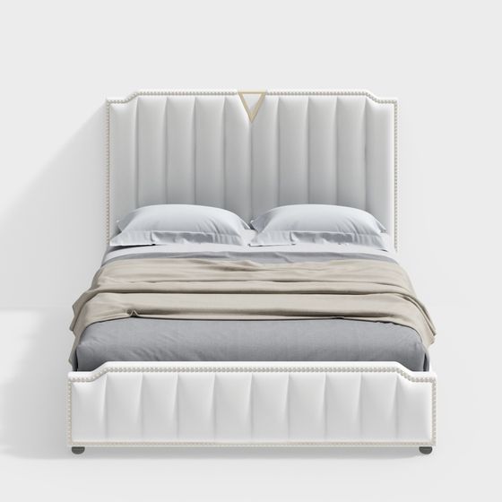 Elegant Low-Polygon Bed 3D model for Modern Interiors