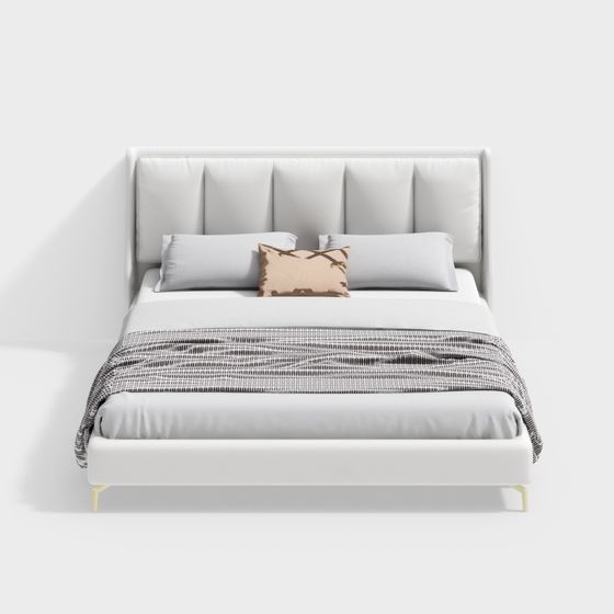 Nordic Style Minimalist Bed 3D model for Modern Spaces