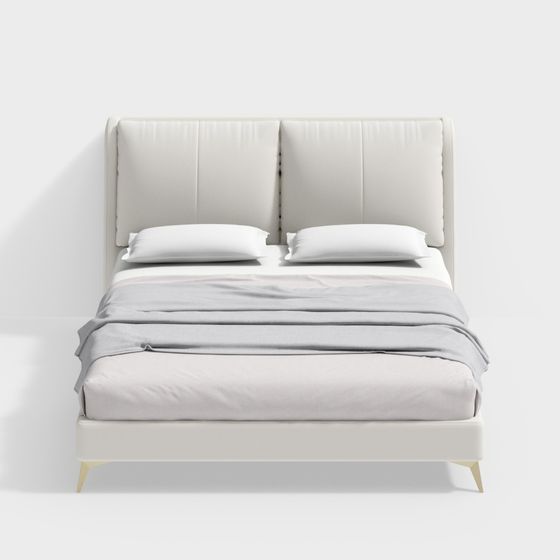 Elegant Low-Poly Bed Frame 3D model