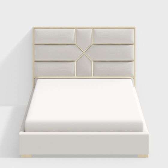 Elegant Low-Poly Bed Frame 3D model